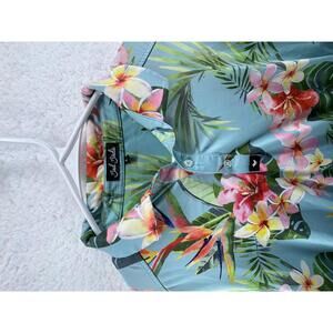 Bad Birdie Hawaiian Floral Polo Mens Small Performance Stretch